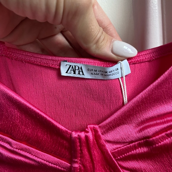 Zara hot pink satin corset style bodysuit, size medium, NWT - Picture 5 of 6